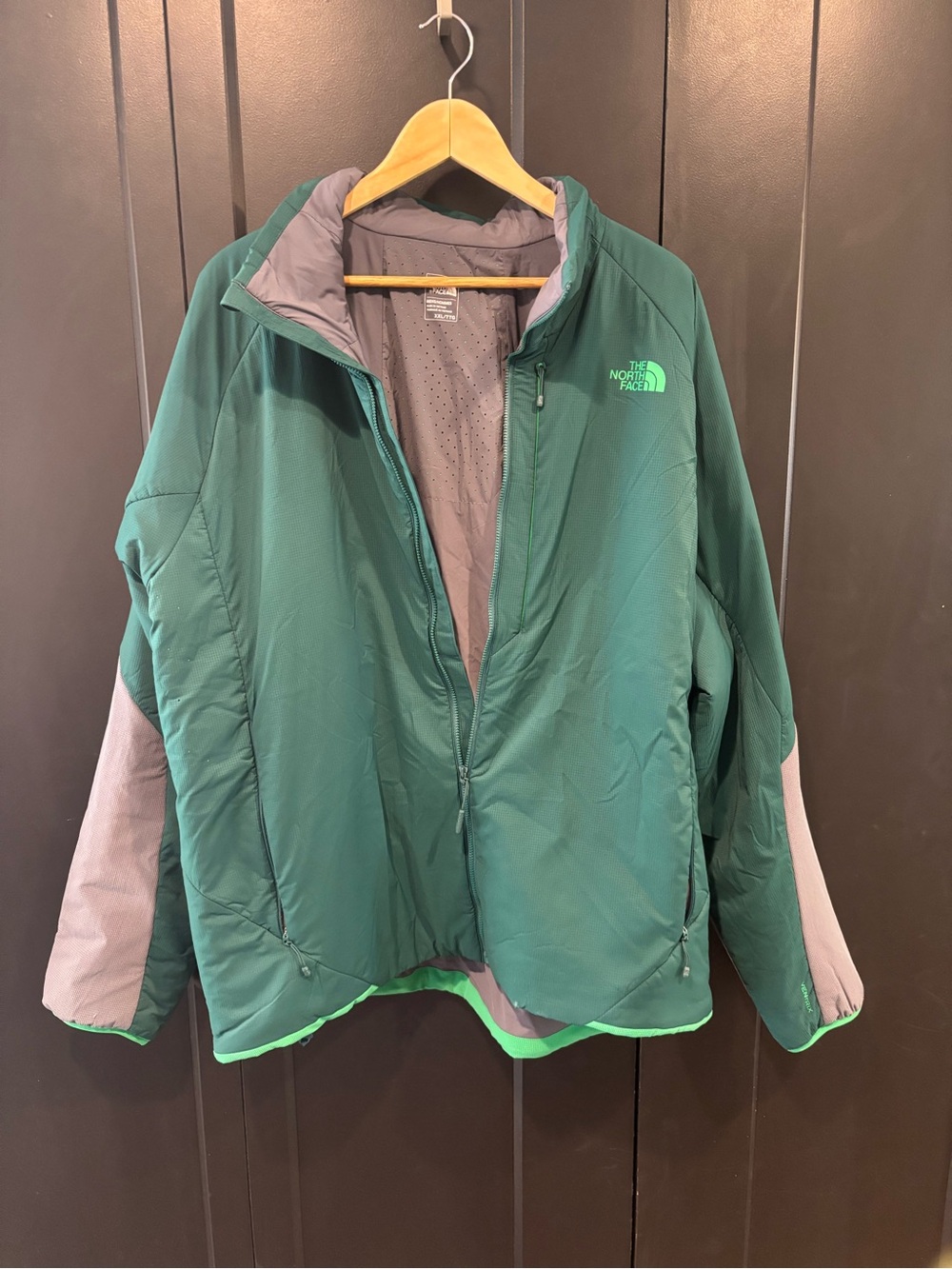 The North Face Gray Jacket with Green Perforation